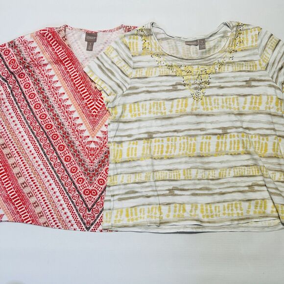 Chico’s Top Size 3 (XL) Lot Of 2 Cotton T Shirts Multicolor Boho Everyday Casual - Picture 1 of 10